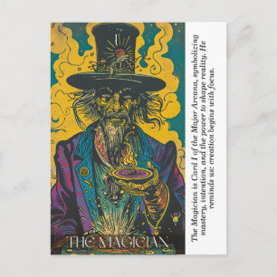 Postal El Tarot del Mago Vintage Místico Arcano Mayor