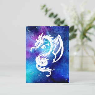 Postal El tatuaje del dragón blanco en el espacio