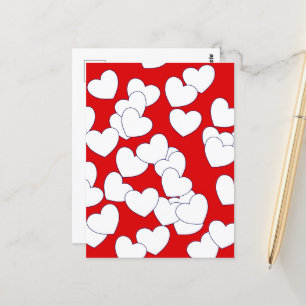 Postal El 'Te Amas' Postcard Rojo Con Corazones Blancos