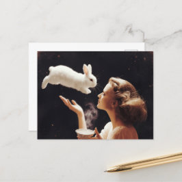 Postal El té con el conejo surrealista