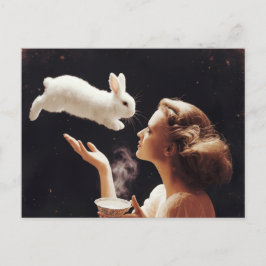 Postal El té con el conejo surrealista