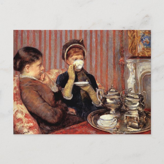 Postal El té de Mary Cassatt Postcard (Anverso)