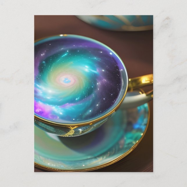 Postal El té lleno de galaxia (Anverso)