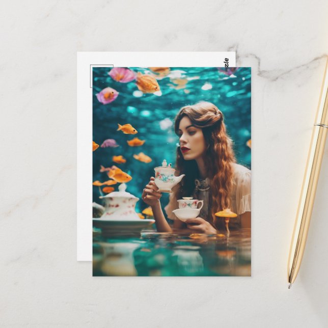 Postal El té submarino con el pez de oro (Anverso/Reverso In Situ)