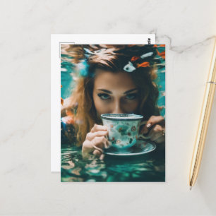 Postal El té submarino con el pez de oro