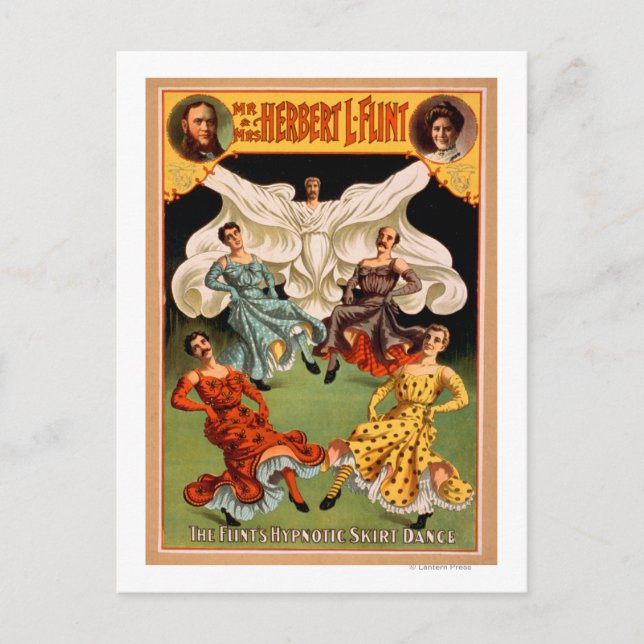 Postal El teatro de la danza hipnótica de la falda (Anverso)