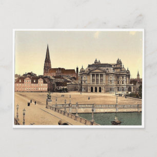 Postal El teatro y la catedral, Schwerin, Mecklenburg-S