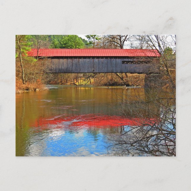 Postal El tejado rojo refleja - el puente cubierto de (Anverso)