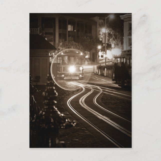 Postal El teleférico de San Francisco de noche (Anverso)