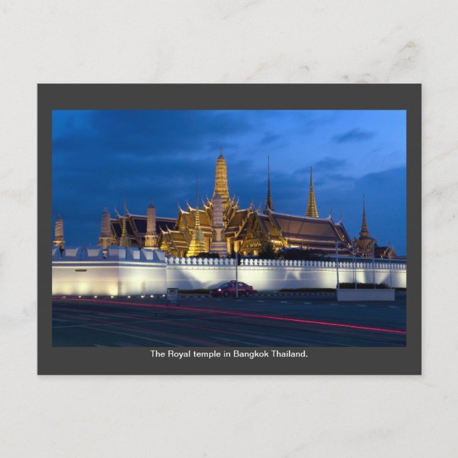 Postal El templo real en Bangkok, Tailandia. (Anverso)