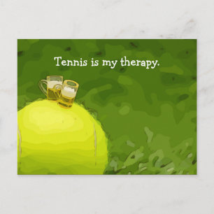 Postal El tenis es mi terapia con la pelota de tenis y la