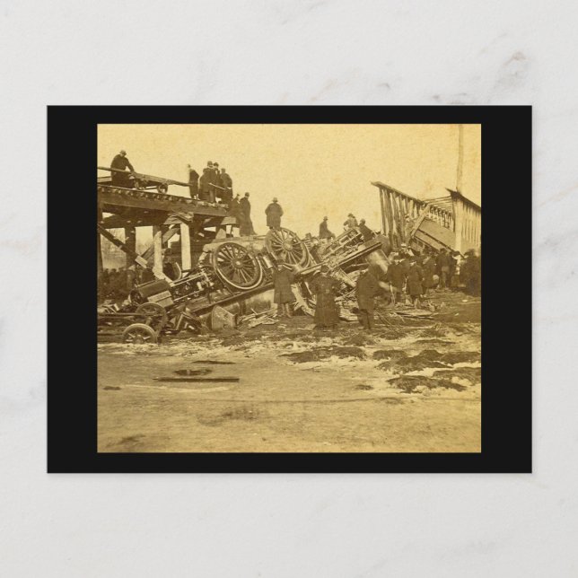 Postal El terrible accidente en el río Farmington (Sepia) (Anverso)