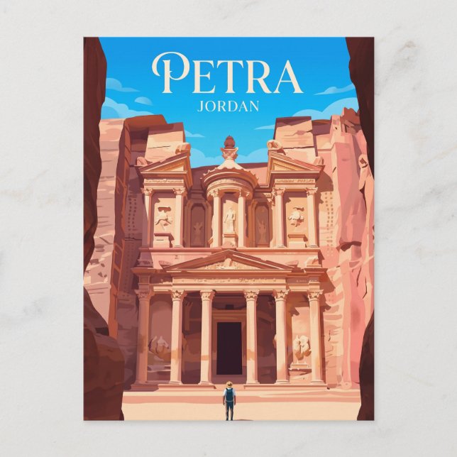 Postal El Tesoro (Al-Khazneh), Petra Jordania (Anverso)