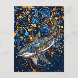 Postal El tiburón al estilo de arte de puntos aborigen