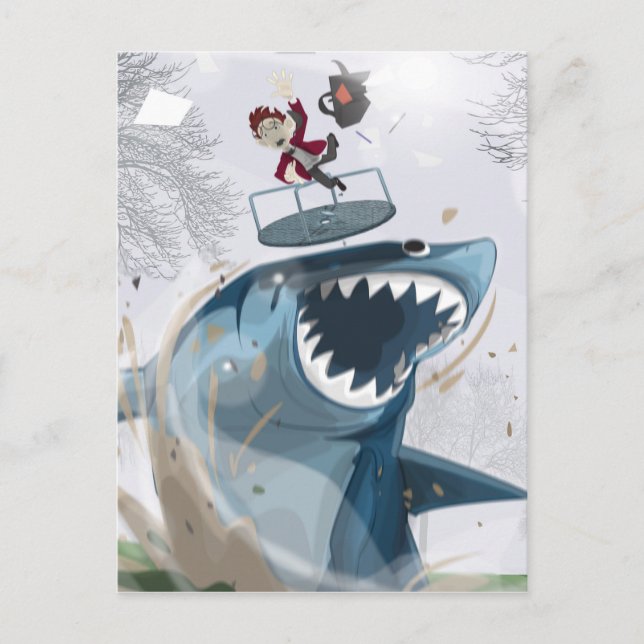 Postal El tiburón en el parque (obra de arte original) (Anverso)