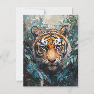 Postal El tigre en la pintura de retrato de la jungla