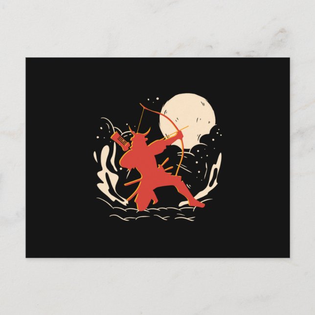 Postal El tiro al arco de un guerrero de Samurai regalo d (Anverso)