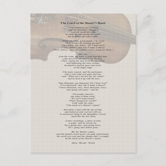 Postal El toque de la mano del maestro (Anverso)