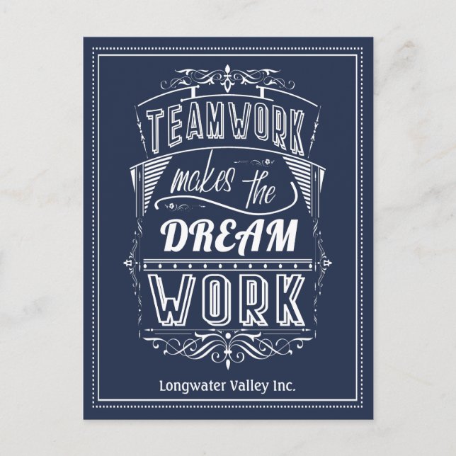Postal El trabajo en equipo motivacional hace que el sueñ (Anverso)