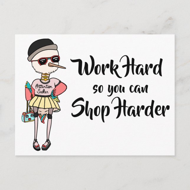 Postal El trabajo Inspirador divertido es duro, así que s (Anverso)