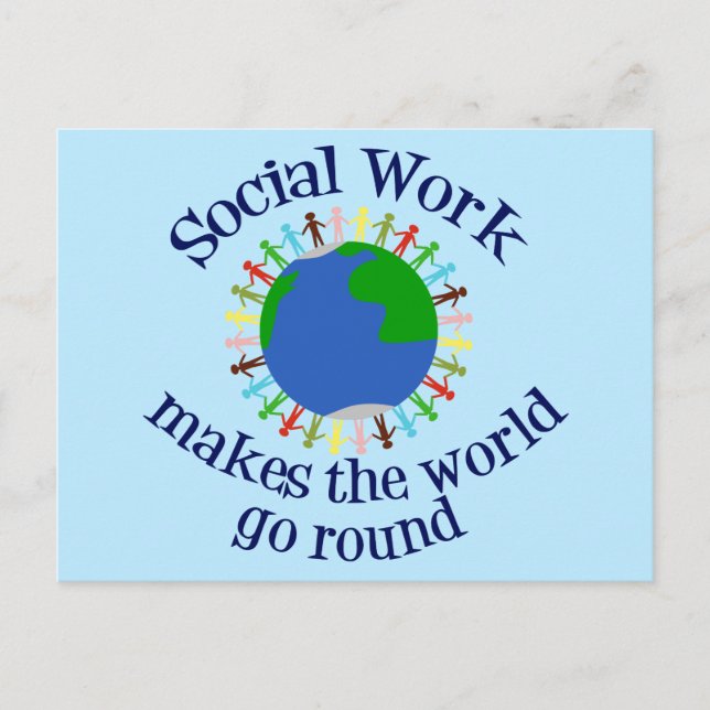 Postal El trabajo social hace que el mundo gire (Anverso)