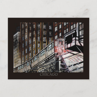 Postal El Train Chicago Randsom Art