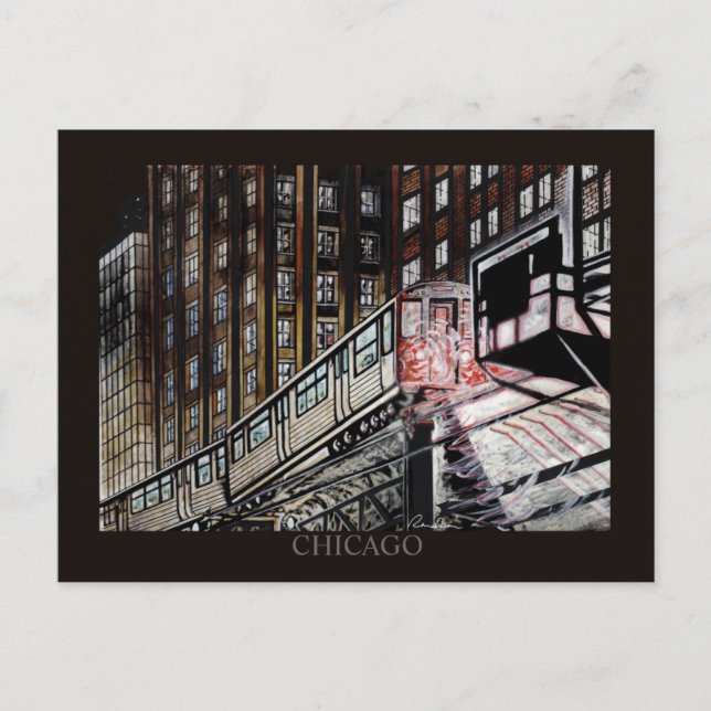 Postal El Train Chicago Randsom Art (Anverso)