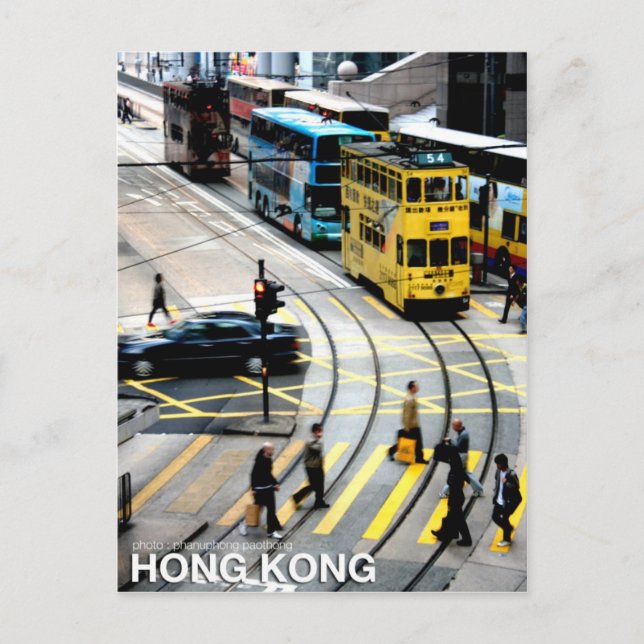 Postal El tranvía de Hong Kong (Anverso)