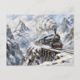 Postal El tren de vapor Alpine Express Arte de montaña in