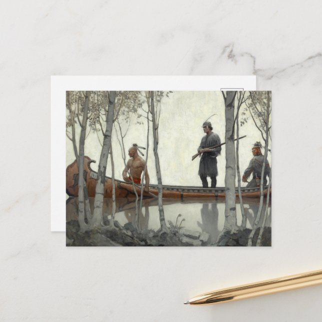 Postal El último de los mohicanos de Newell Convers Wyeth (Anverso/Reverso In Situ)