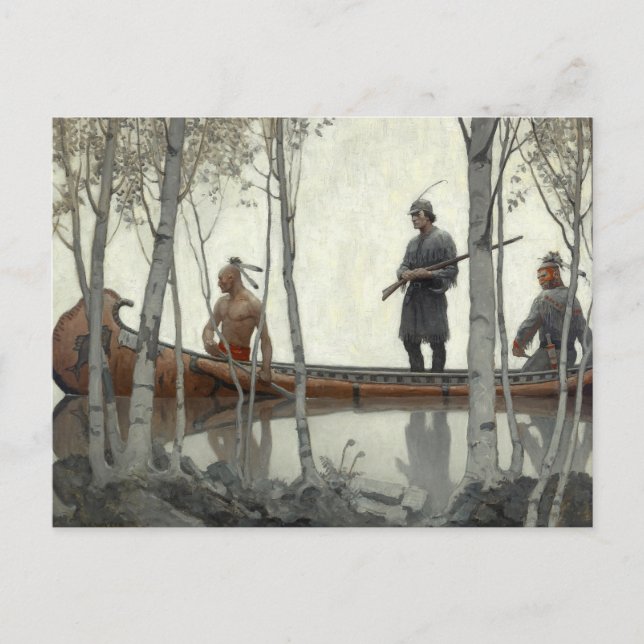 Postal El último de los mohicanos por N. C. Wyeth (Anverso)
