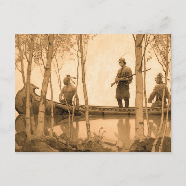 Postal El último de los mohicans, 1919, por N. C. Wyeth (Anverso)