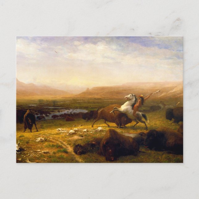 Postal El último del búfalo de Albert Bierstadt (1888) (Anverso)