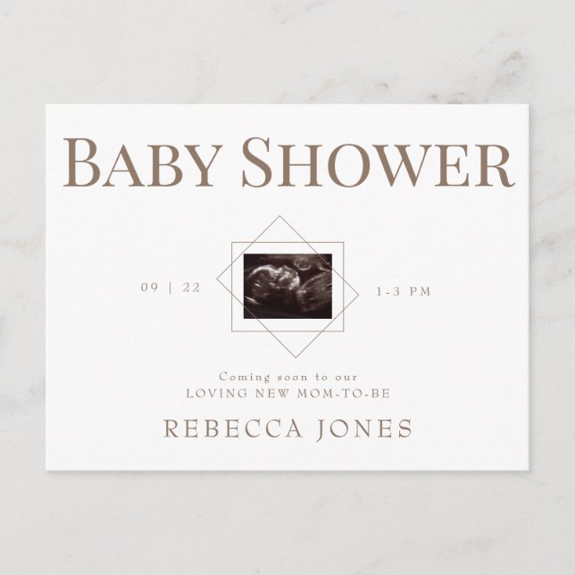 Postal El ultrasonido llegará pronto a Baby Shower Gold T (Anverso)