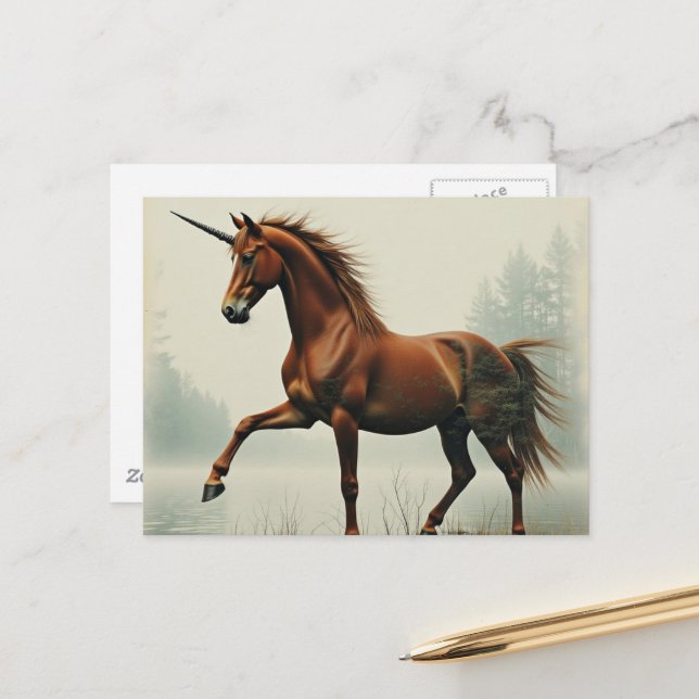 Postal El unicornio marrón Doble exposición (Anverso/Reverso In Situ)