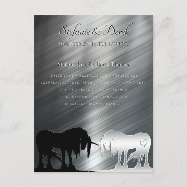 Postal El Unicornio místico (líneas metálicas) (Anverso)