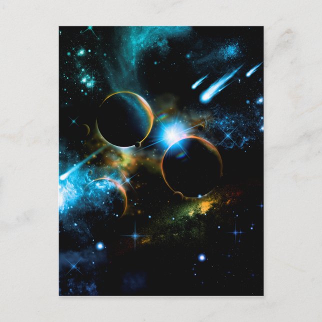 Postal El universo de los planetas (Anverso)