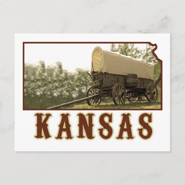 Postal El vagón cubierto de Kansas (Anverso)