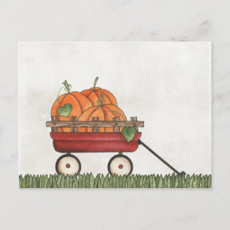 Postal El vagón lleno de calabazas