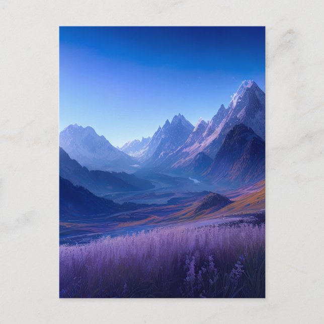 Postal El valle azul de las maravillas (Anverso)