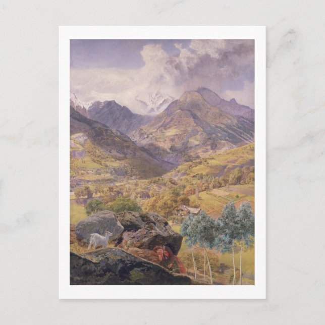 Postal El Valle de Aosta, 1858 (aceite en lona) (Anverso)