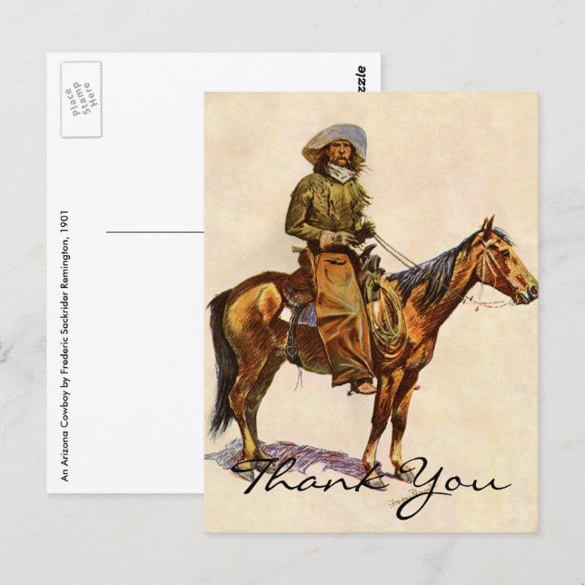 Postal El vaquero de Arizona de Remington (Anverso / Reverso)