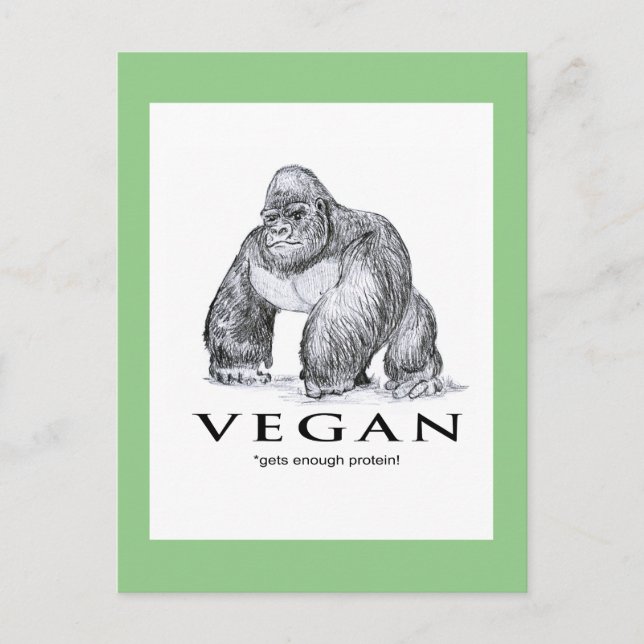 Postal El vegan gorilla tiene suficiente gracia proteica (Anverso)
