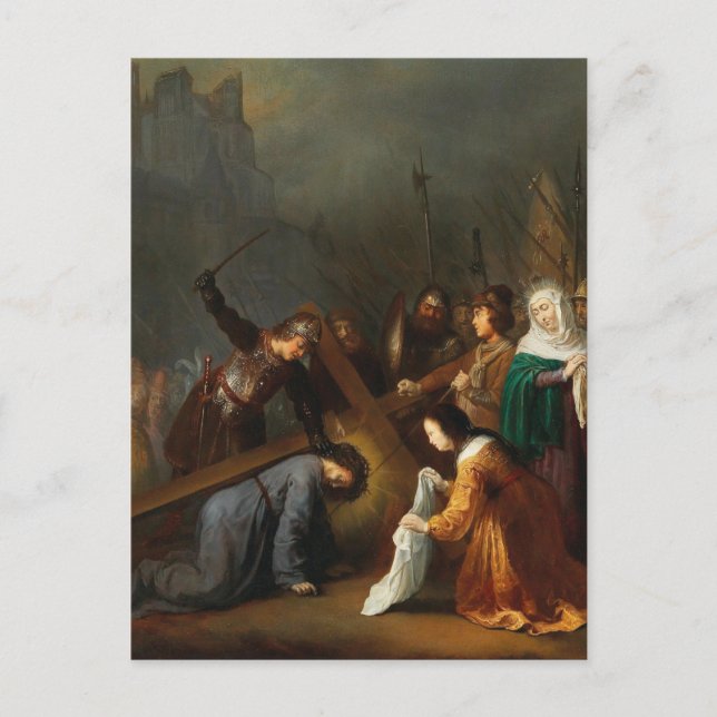 Postal El velo de St. Veronica por Dirck van Santvoort (Anverso)