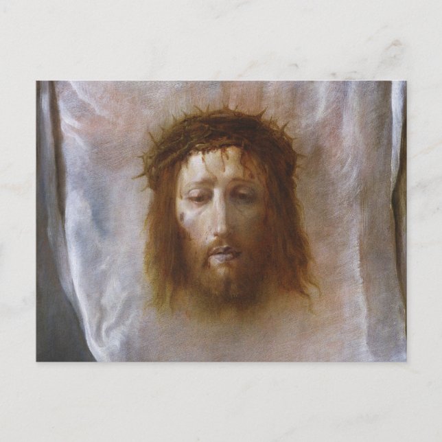 Postal El velo de Verónica por Domenico Fetti (Anverso)