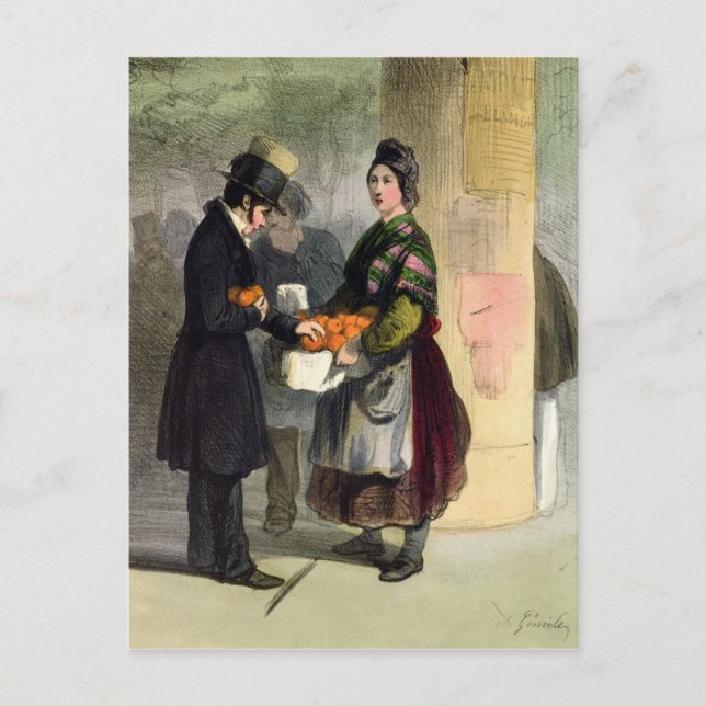 Postal El vendedor de Naranjas, de 'Les Femmes de Paris' (Anverso)