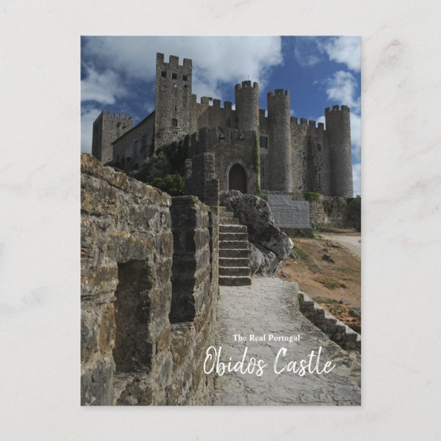Postal El verdadero Portugal - El oscuro Castillo de Obid (Anverso)