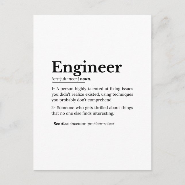 Postal El verdadero significado de un ingeniero (Anverso)