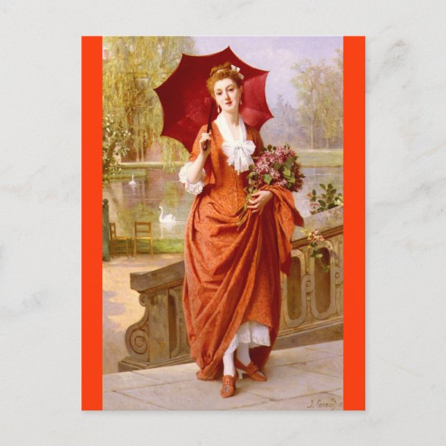 Postal El vestido rojo - Caraud (Anverso)