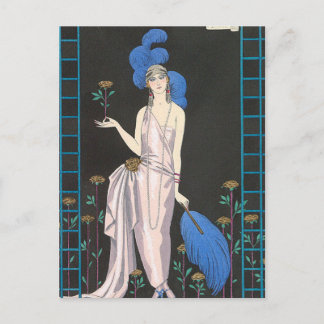 Postal El vestido Rosa de noche de George Barbier